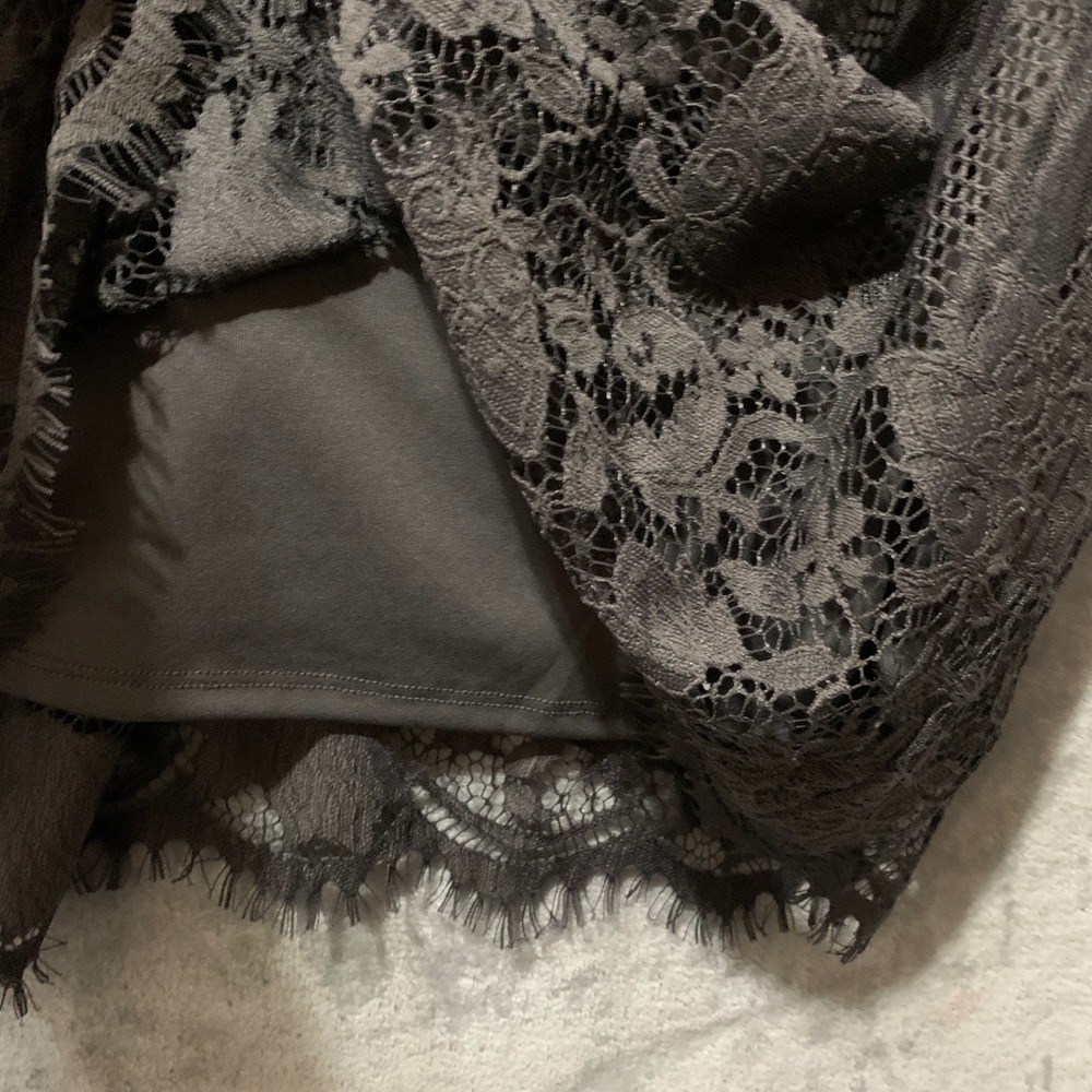 No Boundaries Charcoal Gray Lace Sleeveless Babydoll Dress Whimsigoth Medium 7-9 - Picture 11 of 16